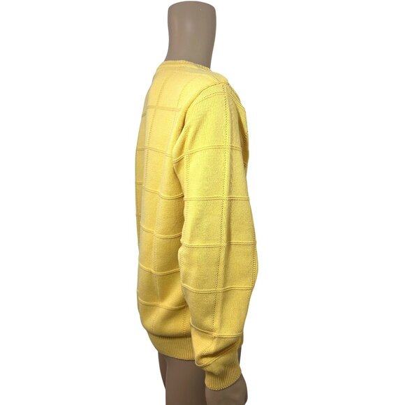 Izod Men’s Sweater M Yellow Vintage Long Sleeve Crewneck Pullover Cotton Logo - Picture 4 of 13